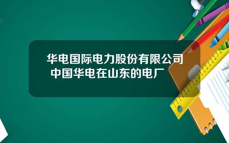 华电国际电力股份有限公司 中国华电在山东的电厂